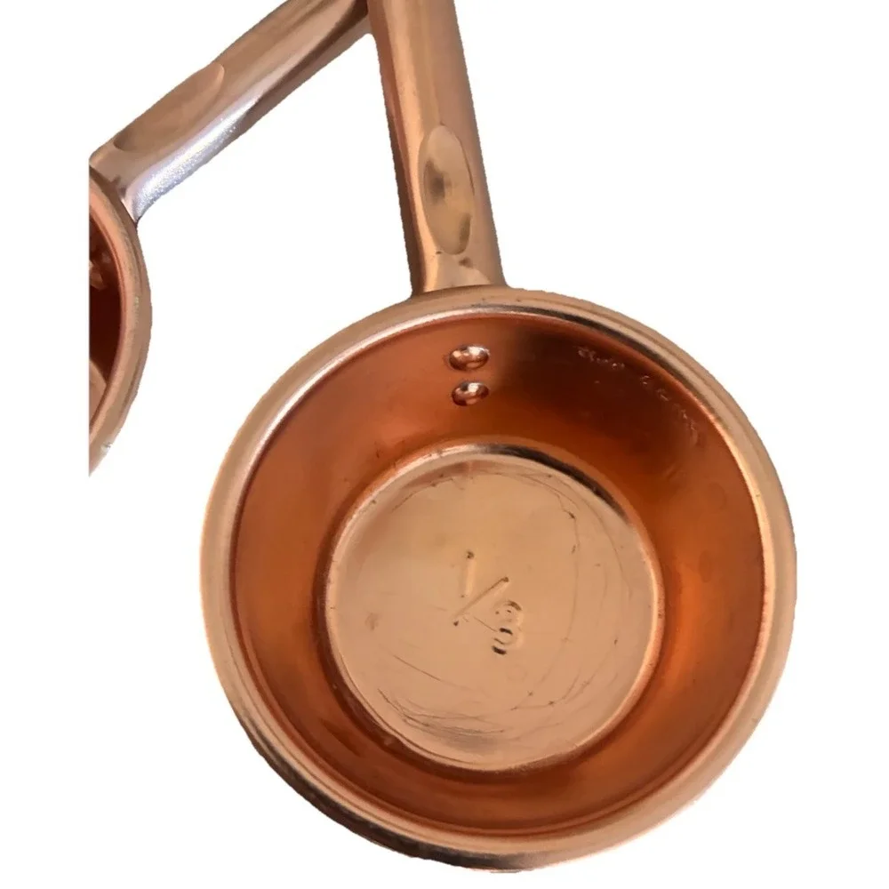 Vintage Copper Plated Measuring Cup Set Of 3 (1/3, 1/2, 1 cup)‎